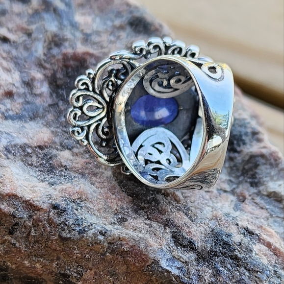 Genuine Tanzanite Sterling Silver Ring - Picture 3 of 5